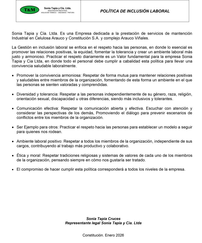 POLITICA INCLUSION LABORAL 2026